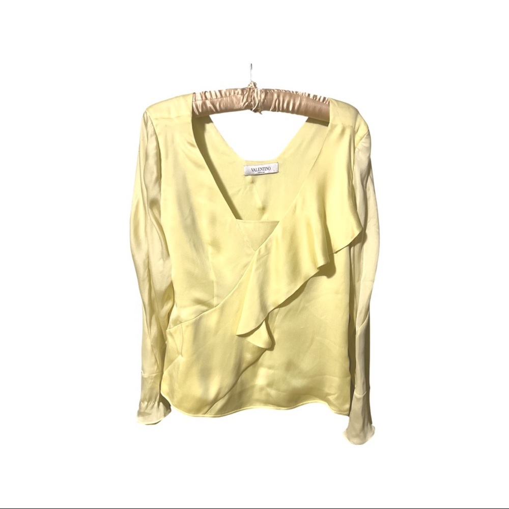 Valentino yellow silk blouse size 10